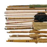A Collection Of Various Cane Coarse Rods