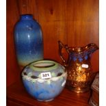 Royal Doulton glazed stoneware jardiniere, a lustre jug and an Art pottery vase