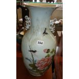 Chinese Republic flowers, birds and calligraphy vase, signed, 43cm high