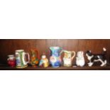 China character jugs, vases and cat figurines