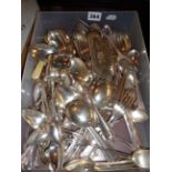 Tray of silver plated cutlery