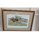 A David Shepherd colour print 750/850, blind stamp of a horse and pony titled "High Noon", signed in