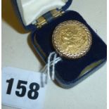 9ct gold signet ring set with a 1980 gold sovereign, weight approx. 12.5g