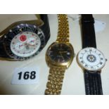 Three men's wrist watches, a Bulova Automatic, and two others