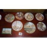 8 Prattware pot lids - "Belle Vue Pegwell Bay", "Trafalgar Square", "Il Penseroso", "Hide and Seek",