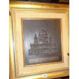 Wedgwood Black basalt relief plaque of St Paul's Cathedral mounted in wall or free standing frame