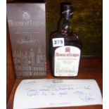 Vintage boxed bottle of House of Lords whisky with accompanying signed note from Lord Westwood