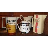 Breweriana - five various water jugs, inc. McNish's, Mackinlays, Teachers, White & Mackay