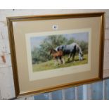 Summertime a signed limited edition colour print of horses, blind stamp, 807/1000