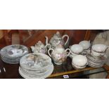 Extensive Japanese eggshell porcelain tea service, marked