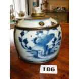 Chinese blue and white stoneware oil burner