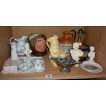 Royal Doulton character jug Friar Tuck, china dressing table set, other china and four small resin