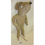 Vintage dusty soft toy mouse in pyjamas? 13.5" high looks to be a Teddy Tail mouse from