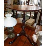 Georgian snap top mahogany wine table with tripod base and pad feet