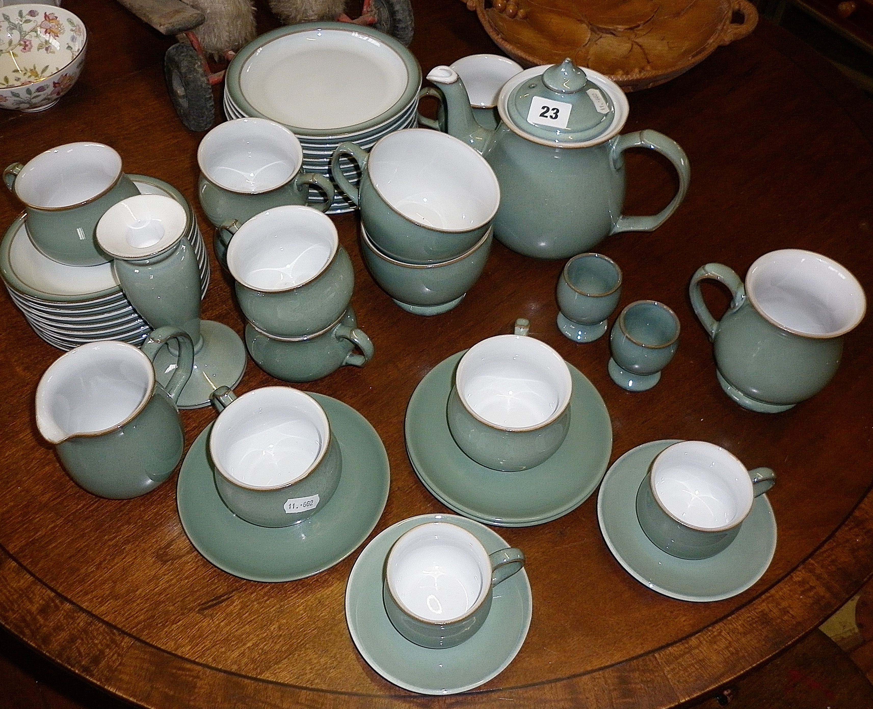 Large quantity of Denby Regency Green teaware