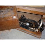 Frister & Rossman sewing machine in inlaid wooden case