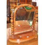 Victorian mahogany arch topped toilet mirror on barley-twist uprights