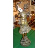 Bronzed figure of a girl by A. Rucho