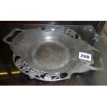 Liberty Arts & Crafts Tudric Pewter two-handled dish decorated with Shamrock design by Archibald