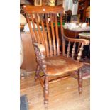 Farmhouse ash and elm splatback kitchen armchair