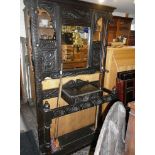 Victorian carved oak hallstand with mirror to back