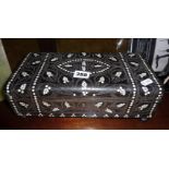 Indo-Persian inlaid hardwood jewellery casket