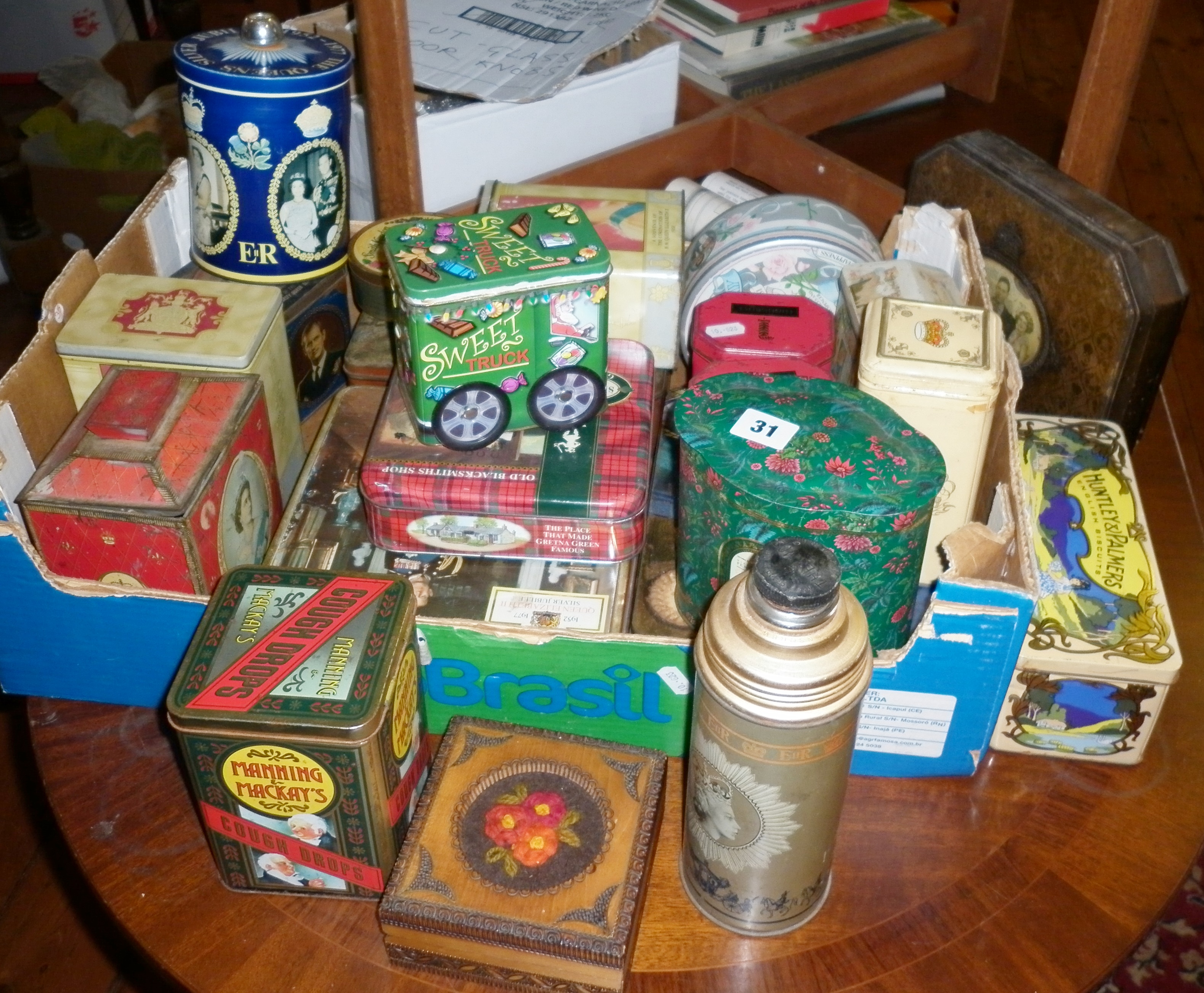 Large collection of vintage biscuit and toffee tins