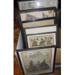 Framed and glazed Victorian fashion plates from The Ladies Gazette etc.