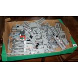 Large box of Lego train track and accessories