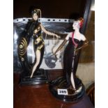 Erte Franklin Mint figurines - "Untamed Beauty" and "Pearls and Emeralds"
