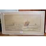 Thomas Bush HARDY (1842-1897) marine watercolour of vessels off the coast, 12" x 25" framed