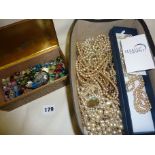 Large quantity of vintage faux pearls, glass charms, Murano earrings, Art glass beads etc.