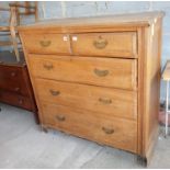 Edwardian satin walnut chest of drawers (2 over 3) (A/F)