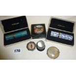Vintage Guerlain boxed perfume atomisers - Mitsouko and Parure, Russian painted lacquer box, compass