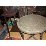 Brass topped table and another occasional table