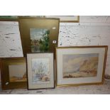 Five various watercolours including early 19th c. coastal scene