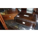 Rosewood jewellery box, and another with Tunbridgeware type inlay