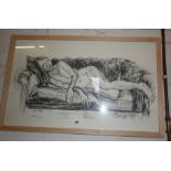 Life study of reclining nude on a Chesterfield sofa by Kath Scogin