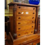 Apprentice made mahogany collector's miniature Wellington chest, the six drawers with side locking