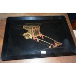 Japanese lacquer tray, signed, 60cm x 42cm