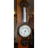 Carved oak banjo barometer