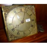 18th c. brass long case clock movement striking on a bell, William Wise of Wantage