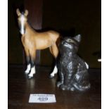 Beswick black kitten and horse