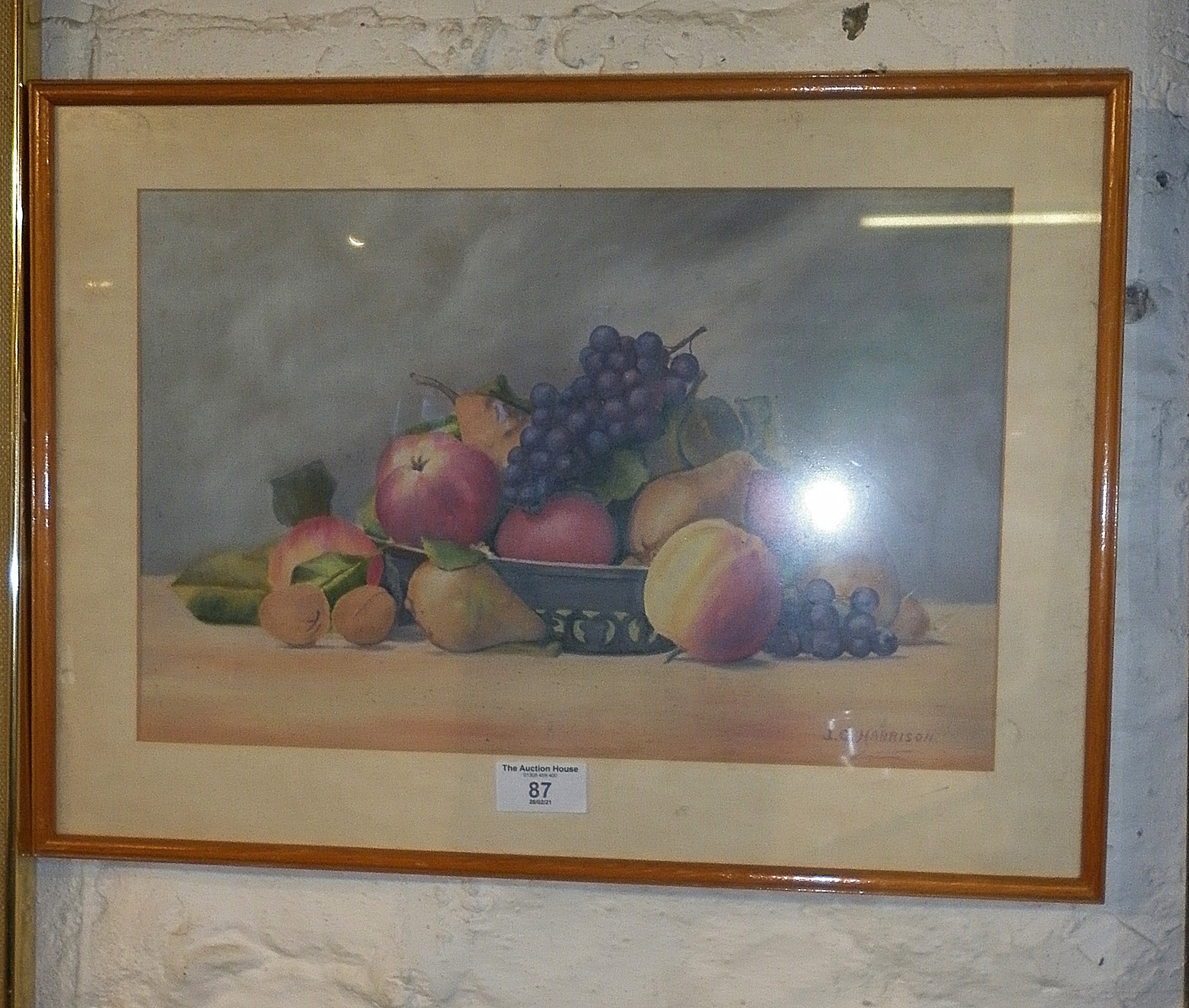 Print of a still life of fruit by J.G. Harrison