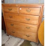 Edwardian satin walnut chest of drawers (2 over 3) (A/F)