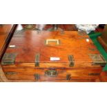 Brass bound satin walnut writing box with fitted interior