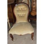 Victorian spoon back nursing chair on cabriole legs