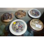 Five assorted Prattware pot lids