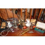 Large collection of medical instruments inc. enema syringe, inhalers, hearing aid, stethoscopes,