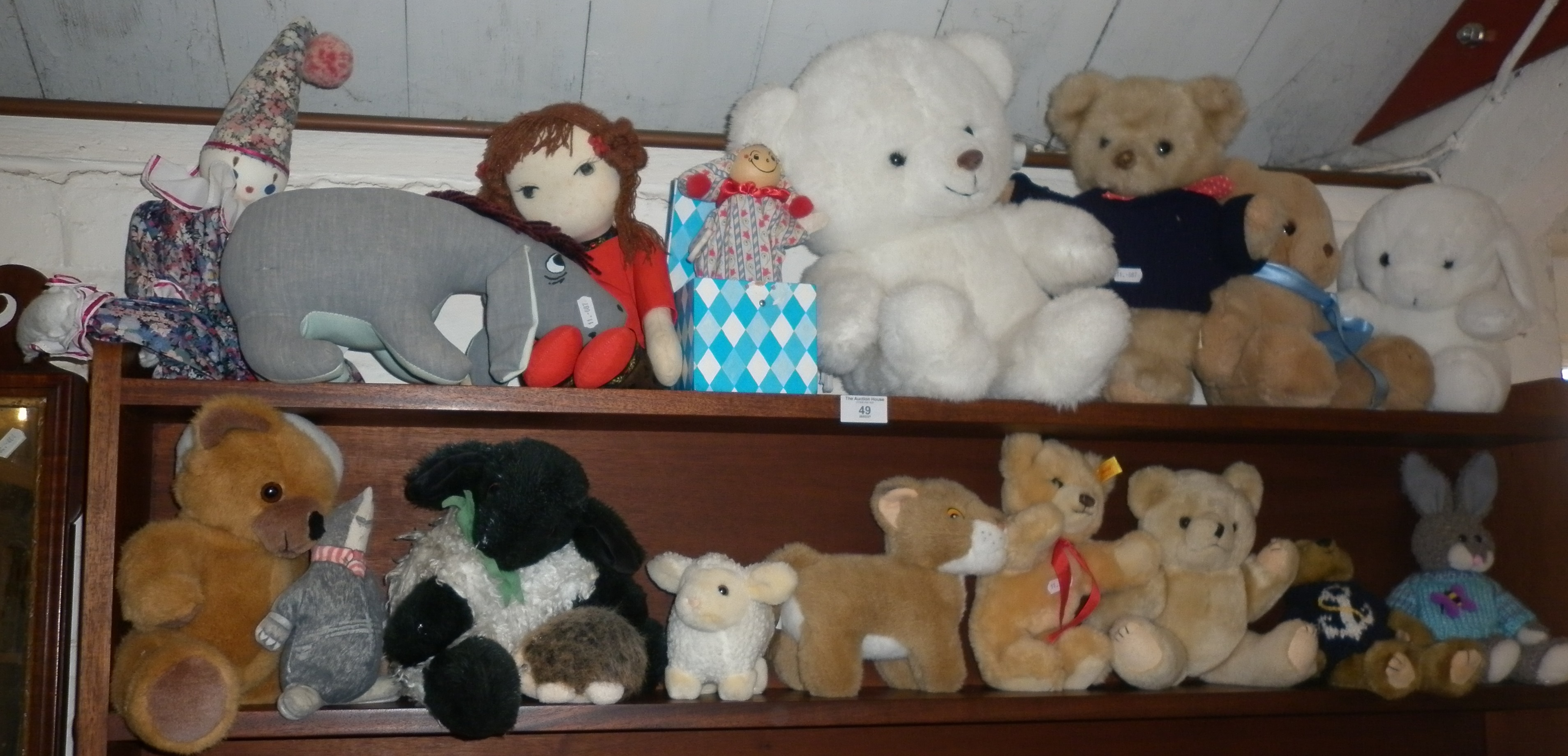 Collection of assorted soft toys, inc. Disney Eeyore, Jack in the Box, teddy bears etc.